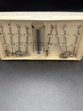 Vintage Pier 1 Stainless Steel 8 hors d'oeuvre Beach Theme Picks & Holders